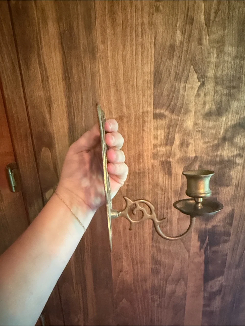Vintage Brass Butterfly Wall Sconce Candle Holder Pair